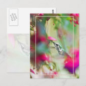 Carte Postale Colibri dans Soft Fuchsia Vertical. (Devant / Derrière)