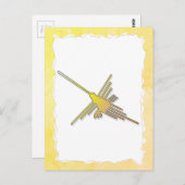 Carte Postale Colibri des lignes de Nazca dorées Papier déchiré  (Devant / Derrière)