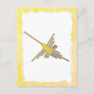 Carte Postale Colibri des lignes de Nazca dorées Papier déchiré 