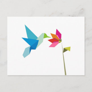 Carte Postale Colibri d'origine et fleur