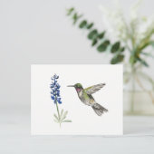 Carte Postale Colibri et Bluebonnet (Debout devant)