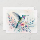 Carte postale Colibri et Fleur sauvage (Devant / Derrière)