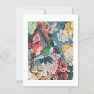 Carte Postale Colibri et fleurs Numéro 3 Blank