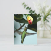 Carte Postale Colibri Et Rose Jaune (Debout devant)