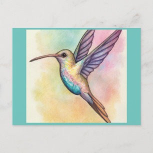 Carte Postale Colibri mignon aux teintes pastel