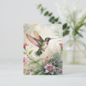 Carte Postale Colibri mignon sur les fleurs (Debout devant)