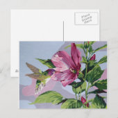 Carte Postale colibri peint à la main (Devant / Derrière)