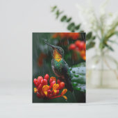 Carte Postale Colibri perché sur une fleur vive (Debout devant)