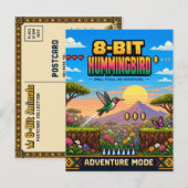 Carte Postale Colibri, Pixel Art Rétro 8 Bits (Devant / Derrière)