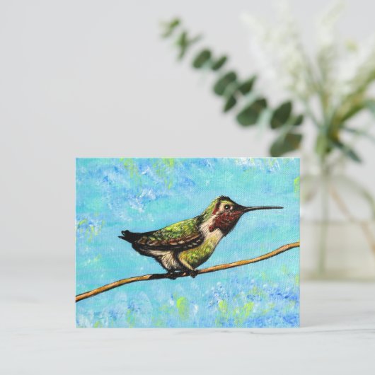 Carte Postale Colibri prêt à voler la peinture (Debout devant)