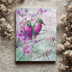 Carte Postale Colibri rose