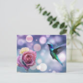 Carte Postale Colibri & Rose - Couleurs originales (Debout devant)