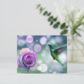 Carte Postale Colibri & Rose - Vert & Rose (Debout devant)