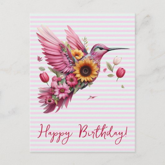 Carte Postale Colibri volant Joyeux Anniversaire (Devant)