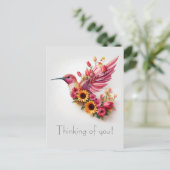Carte Postale Colibri volant Pensée pour vous (Debout devant)