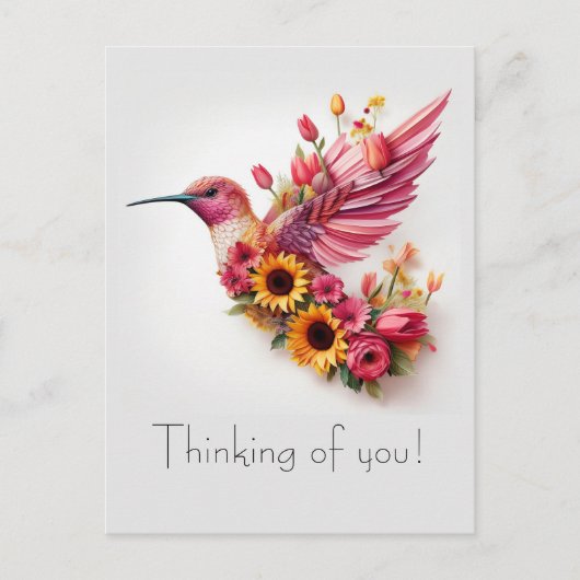 Carte Postale Colibri volant Pensée pour vous (Devant)