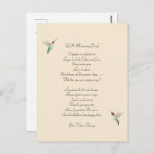 Carte Postale Colibris et citations de John Vance Cheney (Devant / Derrière)