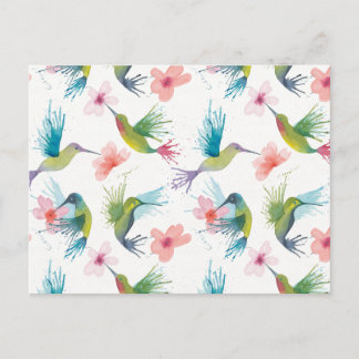 Carte Postale Colibris et fleurs