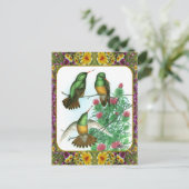 Carte Postale Colibris et fleurs #1 (Debout devant)