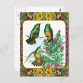 Carte Postale Colibris et fleurs #1 (Devant / Derrière)