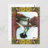 Carte Postale Colibris et fleurs #3 (Devant / Derrière)
