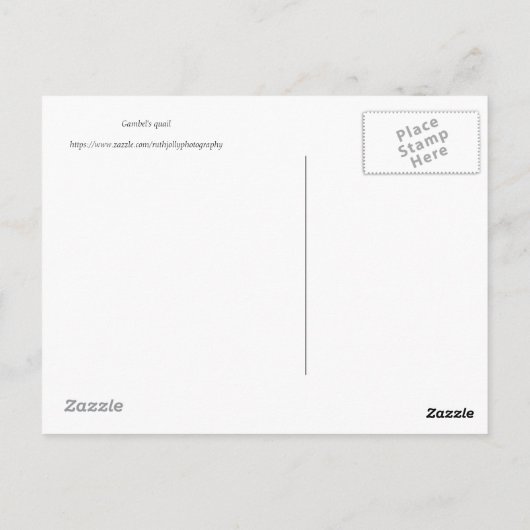 Carte Postale Colin coloré (Dos)