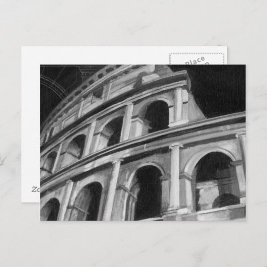 Carte Postale Colisée romaine avec dessins architecturaux (Devant / Derrière)