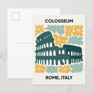 Carte Postale Colisée Rome Italie Voyage abstrait art floral