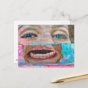 Carte Postale collage abstrait avec des yeux et une bouche
