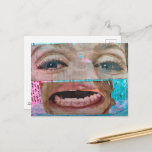 Carte Postale collage abstrait avec des yeux et une bouche de 19