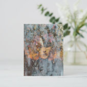 Carte Postale collage abstrait avec visage (Debout devant)