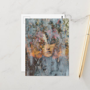 Carte Postale collage abstrait avec visage
