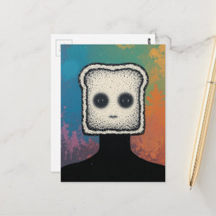Carte Postale collage abstrait avec visage de toast