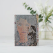 Carte Postale collage abstrait avec visage et squelette (Debout devant)