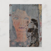 Carte Postale collage abstrait avec visage et squelette (Devant)