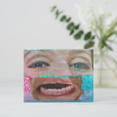 Carte Postale collage abstrait unique avec des yeux et une bouch (Debout devant)