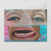 Carte Postale collage abstrait unique avec des yeux et une bouch (Devant)