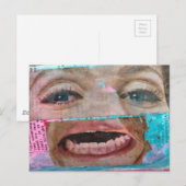 Carte Postale collage abstrait unique avec des yeux et une bouch (Devant / Derrière)