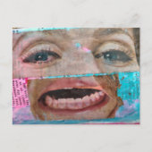 Carte Postale collage abstrait unique avec des yeux et une bouch (Devant)