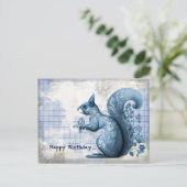 Carte Postale Collage Anniversaire Écureuil Bleu (Debout devant)