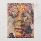 Carte Postale collage avec visage abstrait  média mixtes (Devant)