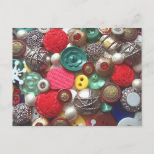 Carte Postale Collage Bouton rouge et vert
