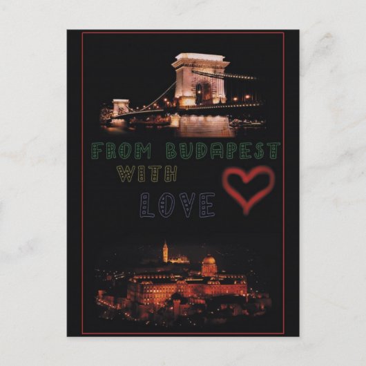 Carte Postale Collage Budapest sur l'arrière - plan noir (Devant)