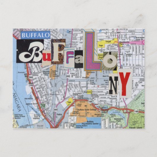 Carte Postale Collage Buffalo NY Maps (Devant)