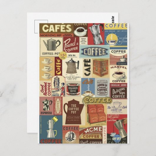 Carte Postale Collage café (Devant / Derrière)