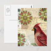Carte Postale Collage Cardinal et Ephemera (Devant / Derrière)