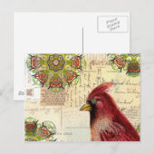Carte Postale Collage Cardinal et Ephemera (Devant / Derrière)