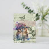 Carte postale Collage Chouette Aquarelle Papiers V (Debout devant)