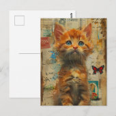 Carte postale Collage Cute Ginger Kitten (Devant / Derrière)