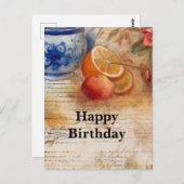 Carte Postale Collage d'anniversaire à l'écriture manuscrite vin (Devant / Derrière)